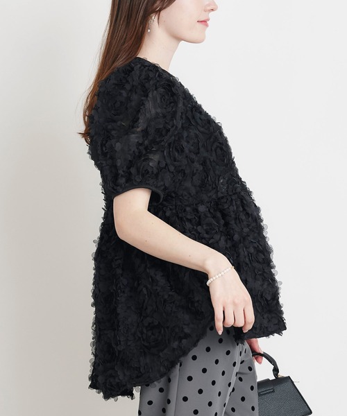 PICCIN PERLA(ピッチンペルラ)の「フラワーチュールブラウス(シャツ/ブラウス・レディース・ブラック/オフホワイト・M)」の15枚目の写真