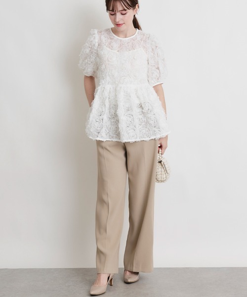 PICCIN PERLA(ピッチンペルラ)の「フラワーチュールブラウス(シャツ/ブラウス・レディース・ブラック/オフホワイト・M)」の7枚目の写真