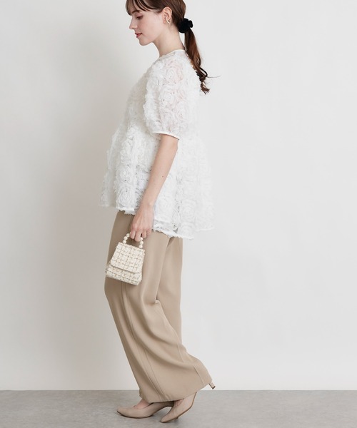 PICCIN PERLA(ピッチンペルラ)の「フラワーチュールブラウス(シャツ/ブラウス・レディース・ブラック/オフホワイト・M)」の8枚目の写真