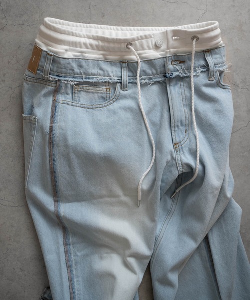 Iroquois（イロコイ）の「LAYERED BUGGY PANTS（デニムパンツ・メンズ・サックスブルー/ブラック/インディゴブルー/ライトグレー・2/4/3/5）」の22枚目の写真