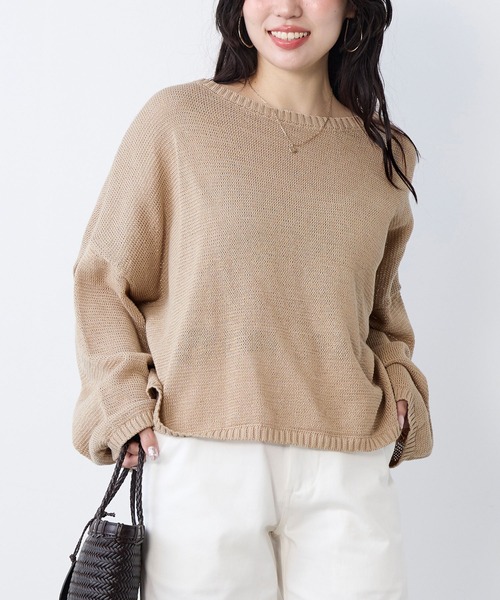 MICA&DEAL（マイカ＆ディール）の「【WEB限定カラーあり】ボートネックルーズニットプルオーバー（ニット/セーター・レディース・ダークグレー/ベージュ/カーキ/グレイッシュベージュ・FREE）」の3枚目の写真