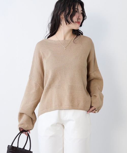 MICA&DEAL（マイカ＆ディール）の「【WEB限定カラーあり】ボートネックルーズニットプルオーバー（ニット/セーター・レディース・ダークグレー/ベージュ/カーキ/グレイッシュベージュ・FREE）」の5枚目の写真