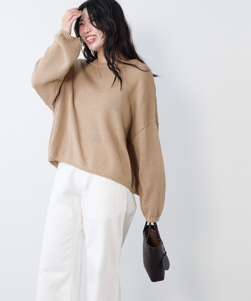 MICA&DEAL（マイカ＆ディール）の「【WEB限定カラーあり】ボートネックルーズニットプルオーバー（ニット/セーター・レディース・ダークグレー/ベージュ/カーキ/グレイッシュベージュ・FREE）」の6枚目の写真