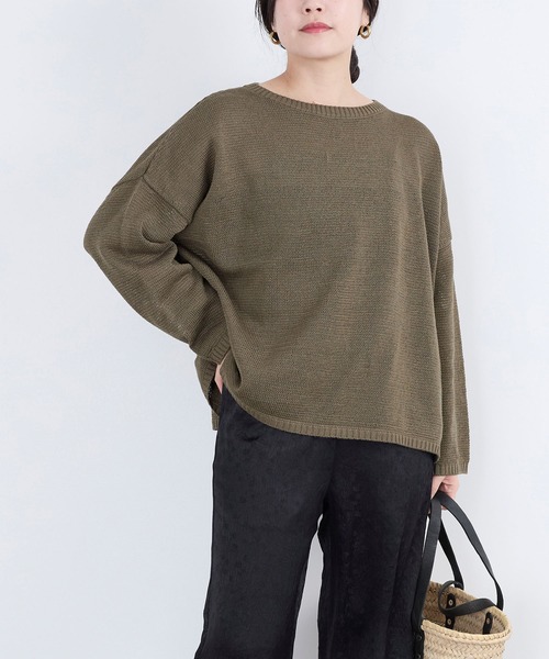 MICA&DEAL（マイカ＆ディール）の「【WEB限定カラーあり】ボートネックルーズニットプルオーバー（ニット/セーター・レディース・ダークグレー/ベージュ/カーキ/グレイッシュベージュ・FREE）」の21枚目の写真