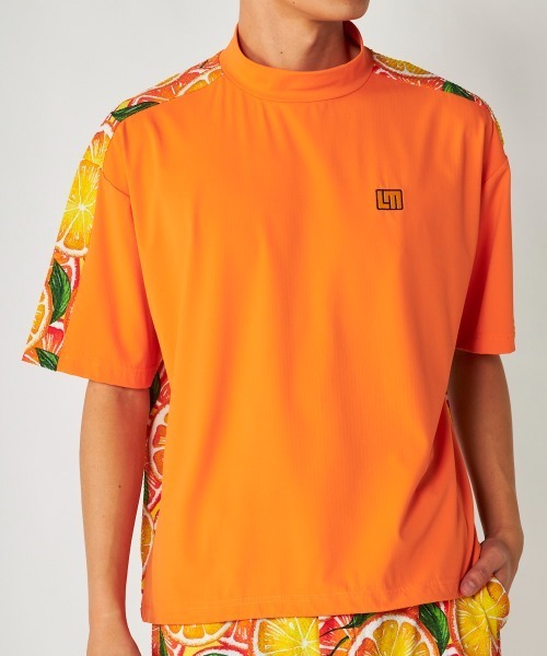 Loudmouth（ラウドマウス）の「LOUDMOUTH/ラウドマウス ゴルフウェア 吸汗速乾 UVカット 接触冷感 スムース モックネック シャツ（Tシャツ/カットソー・メンズ・オレンジ/ネイビー/ホワイト・3L/LL/L/M）」の3枚目の写真