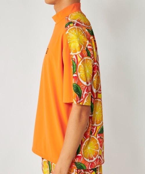 Loudmouth（ラウドマウス）の「LOUDMOUTH/ラウドマウス ゴルフウェア 吸汗速乾 UVカット 接触冷感 スムース モックネック シャツ（Tシャツ/カットソー・メンズ・オレンジ/ネイビー/ホワイト・3L/LL/L/M）」の4枚目の写真