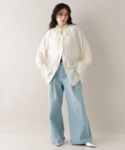 RAGEBLUE（レイジブルー）の「フリルカラーチュニックブラウス（シャツ/ブラウス・レディース・ホワイト/グリーン・FREE）」の22枚目の写真