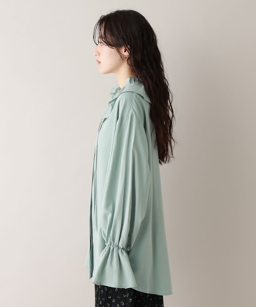 RAGEBLUE（レイジブルー）の「フリルカラーチュニックブラウス（シャツ/ブラウス・レディース・ホワイト/グリーン・FREE）」の11枚目の写真
