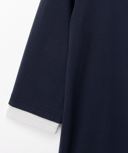 Honeys(ハニーズ)の「【UVカット】7分袖Aラインチュニック(Tシャツ/カットソー・レディース・ネイビー/ブラック×ホワイト/ブラック×ベージュ/スモーキーグリーン系・L/LL/M)」の19枚目の写真