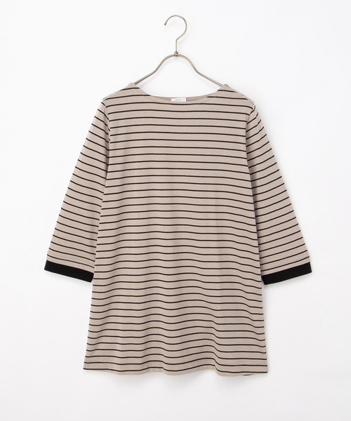 Honeys(ハニーズ)の「【UVカット】7分袖Aラインチュニック(Tシャツ/カットソー・レディース・ネイビー/ブラック×ホワイト/ブラック×ベージュ/スモーキーグリーン系・L/LL/M)」の22枚目の写真