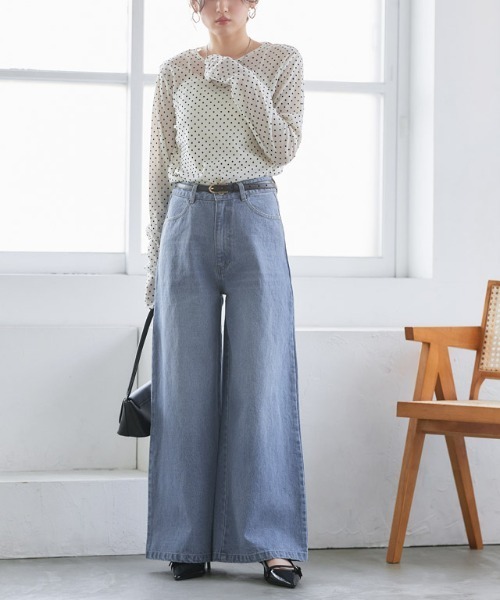 Pierrot（ピエロ）の「バギーワイドデニム（デニムパンツ・レディース・ブルー/サックスブルー・PL/M/L/PM）」の19枚目の写真