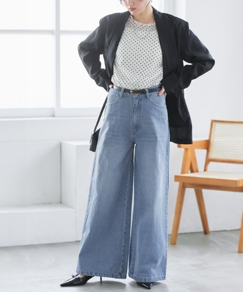 Pierrot（ピエロ）の「バギーワイドデニム（デニムパンツ・レディース・ブルー/サックスブルー・PL/M/L/PM）」の21枚目の写真