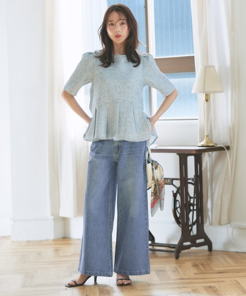 Pierrot（ピエロ）の「バギーワイドデニム（デニムパンツ・レディース・ブルー/サックスブルー・PL/M/L/PM）」の15枚目の写真