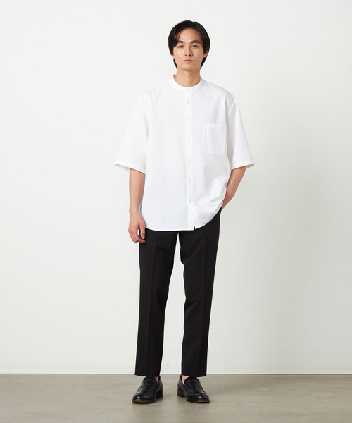 COMME CA ISM(コムサイズム)の「ウールライク バンドカラー5分袖シャツ(シャツ/ブラウス・メンズ・サックスブルー/ホワイト/ネイビー/グレー・MEDIUM/LARGE/SMALL)」の20枚目の写真
