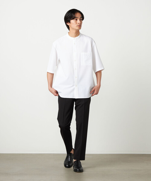 COMME CA ISM(コムサイズム)の「ウールライク バンドカラー5分袖シャツ(シャツ/ブラウス・メンズ・サックスブルー/ホワイト/ネイビー/グレー・MEDIUM/LARGE/SMALL)」の21枚目の写真