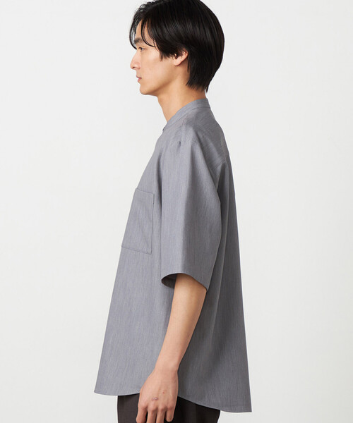 COMME CA ISM(コムサイズム)の「ウールライク バンドカラー5分袖シャツ(シャツ/ブラウス・メンズ・サックスブルー/ホワイト/ネイビー/グレー・MEDIUM/LARGE/SMALL)」の10枚目の写真