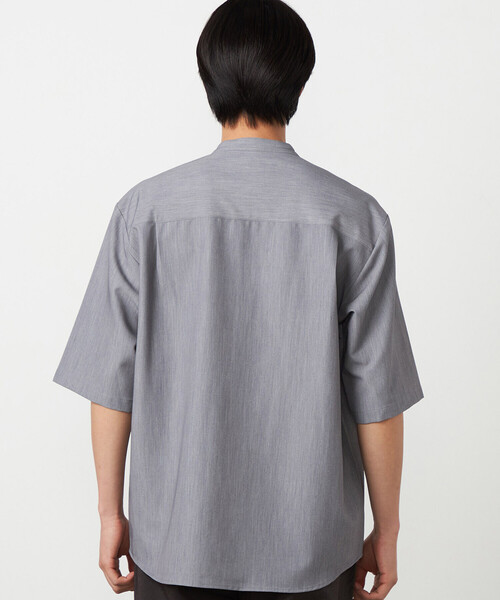 COMME CA ISM(コムサイズム)の「ウールライク バンドカラー5分袖シャツ(シャツ/ブラウス・メンズ・サックスブルー/ホワイト/ネイビー/グレー・MEDIUM/LARGE/SMALL)」の11枚目の写真