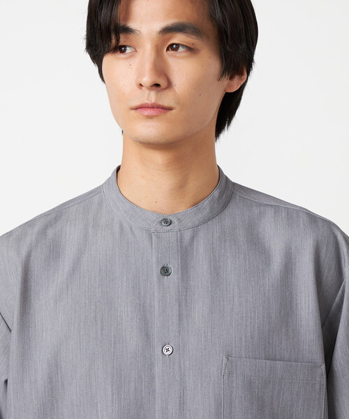 COMME CA ISM(コムサイズム)の「ウールライク バンドカラー5分袖シャツ(シャツ/ブラウス・メンズ・サックスブルー/ホワイト/ネイビー/グレー・MEDIUM/LARGE/SMALL)」の12枚目の写真