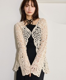mysty woman | スカラクロシェ風カーディガンLS 666021(シャツ/ブラウス)
