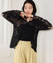 mysty woman | スカラクロシェ風カーディガンLS 666021(シャツ/ブラウス)
