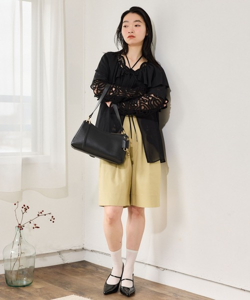 mysty woman（ミスティウーマン）の「スカラクロシェ風カーディガンLS 666021（シャツ/ブラウス・レディース・アイボリー/ブラック・FREE）」の14枚目の写真