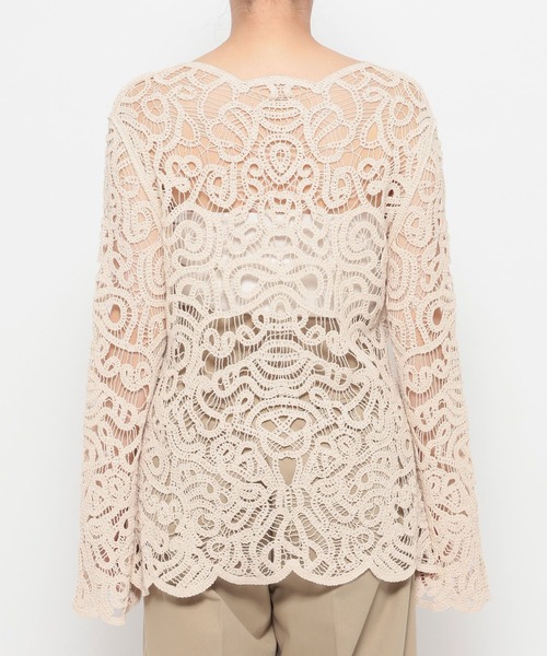 mysty woman（ミスティウーマン）の「スカラクロシェ風カーディガンLS 666021（シャツ/ブラウス・レディース・アイボリー/ブラック・FREE）」の20枚目の写真