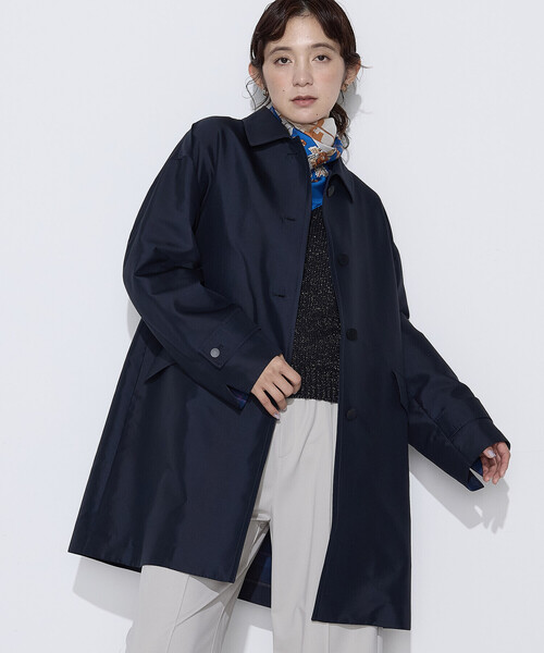 K.T KIYOKO TAKASE(キヨコタカセ)の「シルクチェック コンバーチブルステンカラーコート(ステンカラーコート・レディース・グレイッシュベージュ/ネイビー・9号)」の6枚目の写真