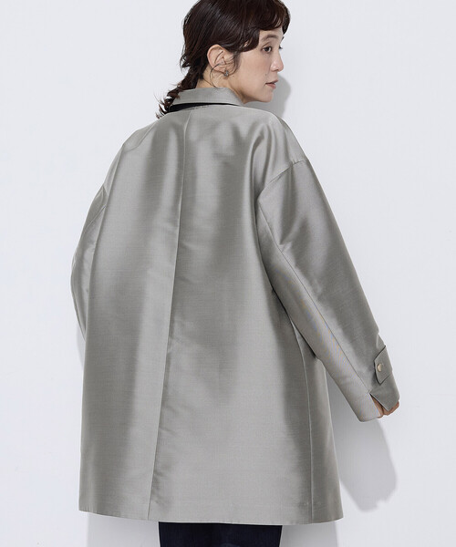 K.T KIYOKO TAKASE(キヨコタカセ)の「シルクチェック コンバーチブルステンカラーコート(ステンカラーコート・レディース・グレイッシュベージュ/ネイビー・9号)」の19枚目の写真