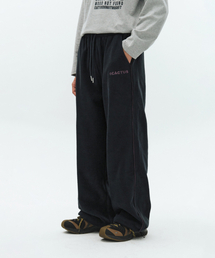 Embroidery Piping Fleece Sweat Pants-Navy