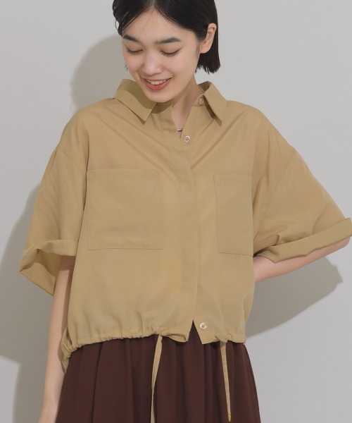 OMNES(オムネス)の「シアーテックコットン 胸ポケットレギュラーカラー半袖シャツ 花粉リリース付(シャツ/ブラウス・レディース・ネイビー/ベージュ/オリーブ/アイボリー・FREE)」の3枚目の写真
