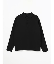 【ベーシック/上品/きれい見え】長袖ニットポロ　ブラック/グレー/ネイビー