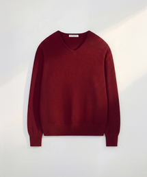 Waffle Cotton V Neck BURGUNDY