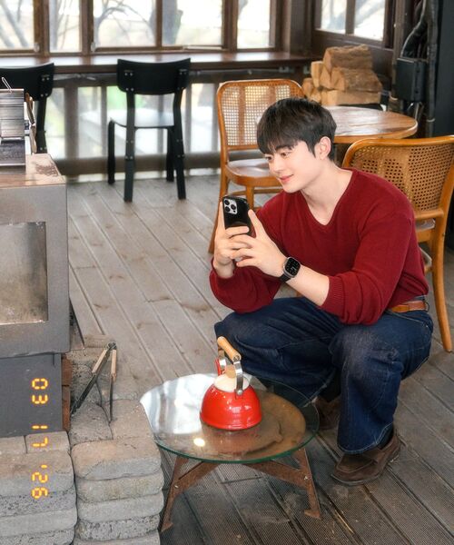 FLAWSROOM(フローズルーム)の「Waffle Cotton V Neck BURGUNDY(ニット/セーター・メンズ・その他・MEDIUM/LARGE)」の2枚目の写真