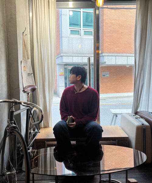 FLAWSROOM(フローズルーム)の「Waffle Cotton V Neck BURGUNDY(ニット/セーター・メンズ・その他・MEDIUM/LARGE)」の3枚目の写真