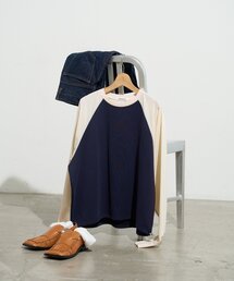 B-DAY STORE（ビーデイストア）の「【B-DAY STORE】ラグラン切替えカットソー　ユニセックス（Tシャツ/カットソー）」