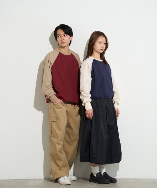 B-DAY STORE（ビーデイストア）の「【B-DAY STORE】ラグラン切替えカットソー　ユニセックス（Tシャツ/カットソー・メンズ・レッド/ホワイト/グレー・0）」の19枚目の写真