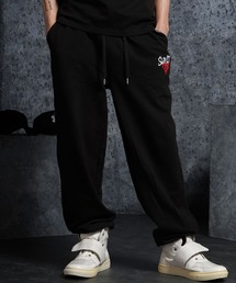【セットアップ可能】ミニ裏毛 ワンポイントハート スウェットパンツ / Mini Fleece Lined Sweatpants with Heart Detail