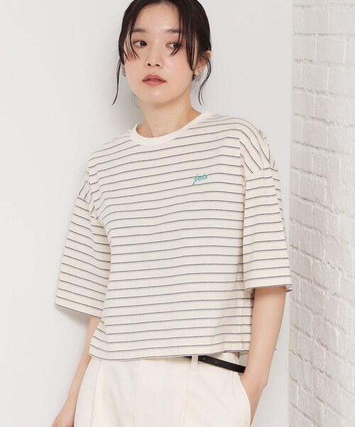 THE SHOP TK (ザ ショップ ティーケー )の「ワンポイント刺繍マルチボーダーTee(Tシャツ/カットソー・レディース・ネイビー系2/ブルー系7/アイボリー系2・13/12)」の1枚目の写真