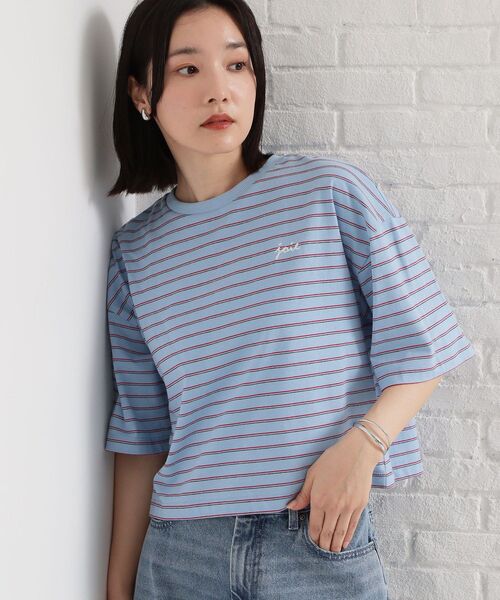 THE SHOP TK (ザ ショップ ティーケー )の「ワンポイント刺繍マルチボーダーTee(Tシャツ/カットソー・レディース・ネイビー系2/ブルー系7/アイボリー系2・13/12)」の3枚目の写真