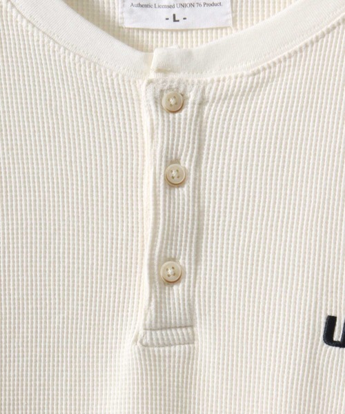 76(セブンティシックス)の「76Lubricants/ナナロクルブリカンツ ワンポイント刺繍 ワッフル ヘンリーネック 半袖Tシャツ レディース メンズ(Tシャツ/カットソー・メンズ・グレー/オフホワイト/ブラック・L/M)」の9枚目の写真
