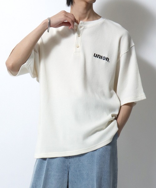 76(セブンティシックス)の「76Lubricants/ナナロクルブリカンツ ワンポイント刺繍 ワッフル ヘンリーネック 半袖Tシャツ レディース メンズ(Tシャツ/カットソー・メンズ・グレー/オフホワイト/ブラック・L/M)」の17枚目の写真
