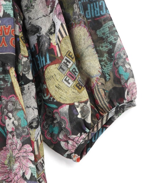 ScoLar（スカラー）の「ScoLar(スカラー) 花ネコ柄シアー素材ティアードシャツワンピ（シャツワンピース・レディース・ブラック/ネイビー・MEDIUM）」の19枚目の写真