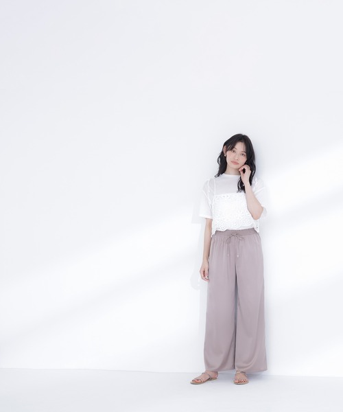 NATURAL BEAUTY BASIC（ナチュラルビューティーベーシック）の「クラフトレースビスチェ（キャミソール・レディース・ベージュ/オフホワイト・ﾌﾘ-）」の7枚目の写真