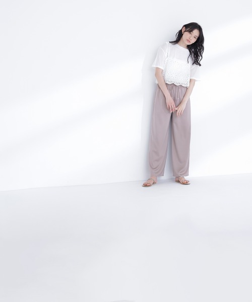 NATURAL BEAUTY BASIC（ナチュラルビューティーベーシック）の「クラフトレースビスチェ（キャミソール・レディース・ベージュ/オフホワイト・ﾌﾘ-）」の9枚目の写真