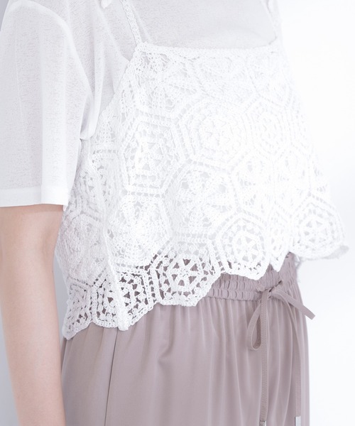 NATURAL BEAUTY BASIC（ナチュラルビューティーベーシック）の「クラフトレースビスチェ（キャミソール・レディース・ベージュ/オフホワイト・ﾌﾘ-）」の16枚目の写真