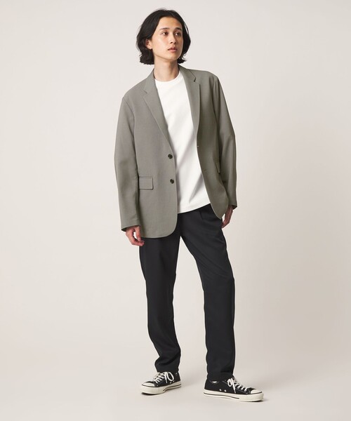 A DAY IN THE LIFE UNITED ARROWS(アデイインザライフユナイテッドアローズ)の「ワッシャー リネンライク リラックス 2ボタンジャケット<A DAY IN THE LIFE>(テーラードジャケット・メンズ・ベージュ/ブラック・L/M)」の5枚目の写真