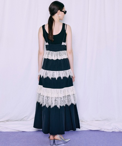 MAISON SPECIAL(メゾンスペシャル)の「【PRE-ORDER】Lace Tiered Cami Dress/レースティアードキャミワンピース(ワンピース・レディース・ブラウン/ブラック/オフホワイト・36/38)」の5枚目の写真