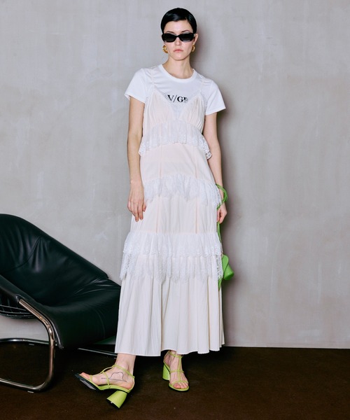 MAISON SPECIAL(メゾンスペシャル)の「【PRE-ORDER】Lace Tiered Cami Dress/レースティアードキャミワンピース(ワンピース・レディース・ブラウン/ブラック/オフホワイト・36/38)」の12枚目の写真