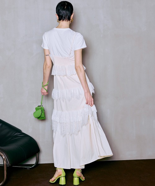 MAISON SPECIAL(メゾンスペシャル)の「【PRE-ORDER】Lace Tiered Cami Dress/レースティアードキャミワンピース(ワンピース・レディース・ブラウン/ブラック/オフホワイト・36/38)」の15枚目の写真