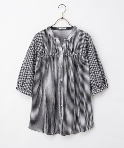 Honeys(ハニーズ)の「6分袖切替チュニック(シャツ/ブラウス・レディース・ネイビー/モカ/ホワイト系その他/ブルー系その他3/グレイッシュブルー・L/LL/M/S)」の18枚目の写真